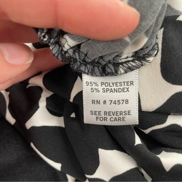 Cache Black White Spotted Ruched Draped Bodycon Mini Dress Womens 2 Vintage 90s - Picture 11 of 12